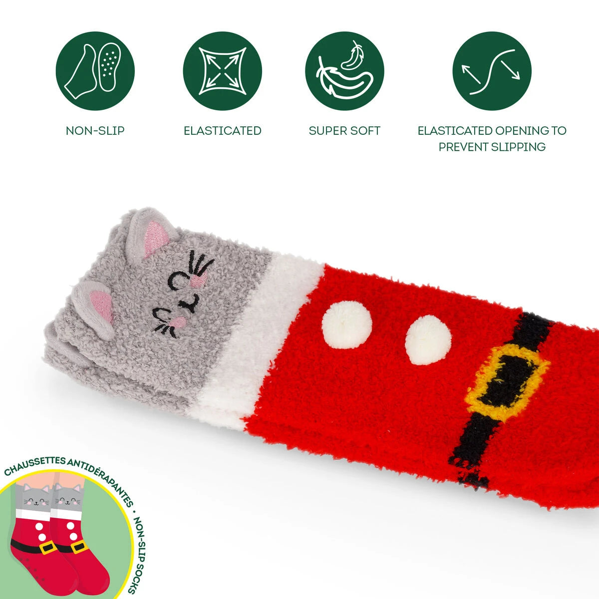 Legami - Calcetines de Navidad para Niños Kitty Santa - ¡Una combinación perfecta!