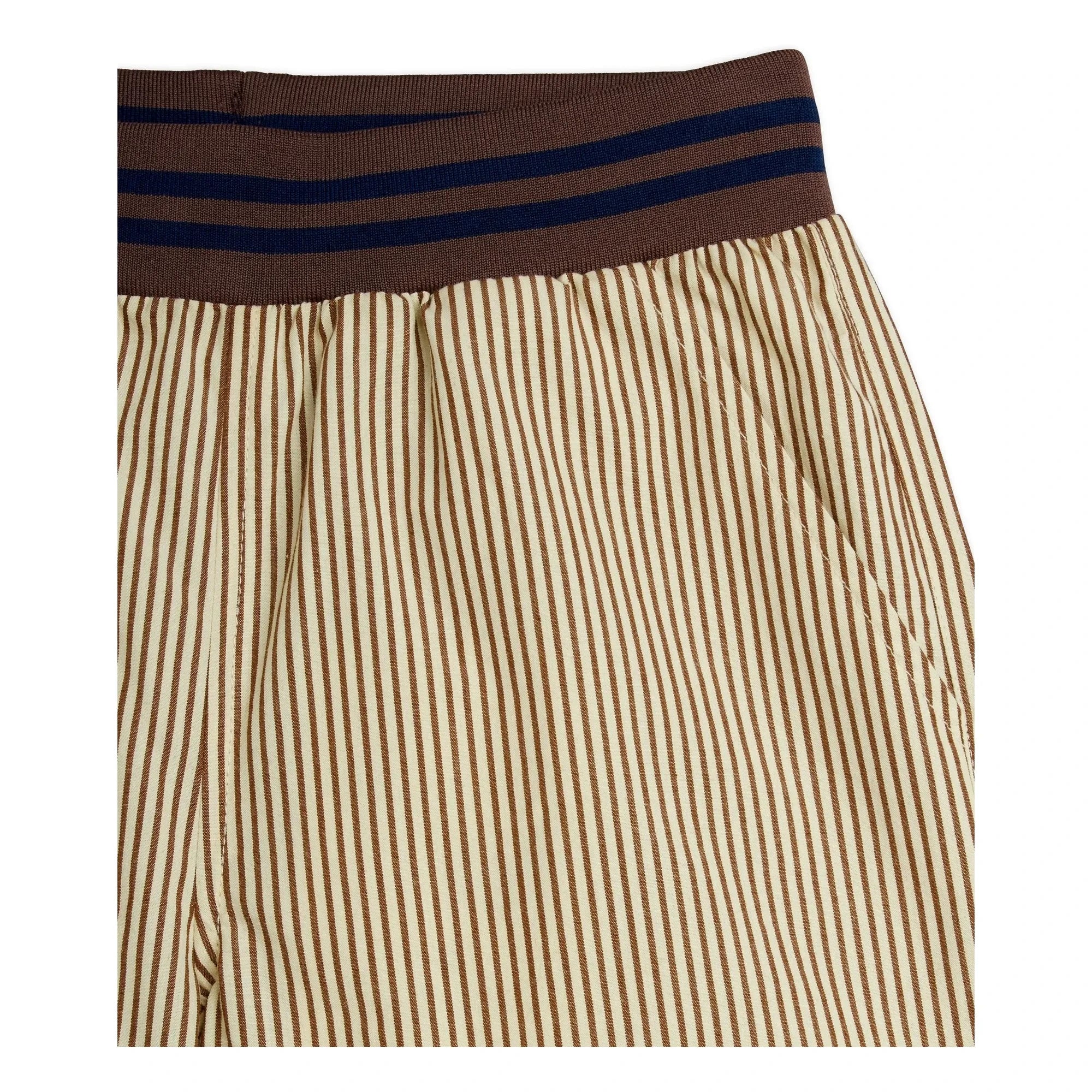 Mini Rodini - Pantalones cortos de popelina de algodón orgánico a rayas | Marrón