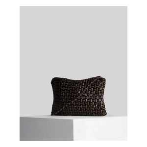 Vipera - Bolso de mano de piel con parche de almohada | Chocolate
