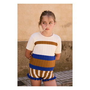 birinit - Short con volantes de jacquard a rayas | Caramelo