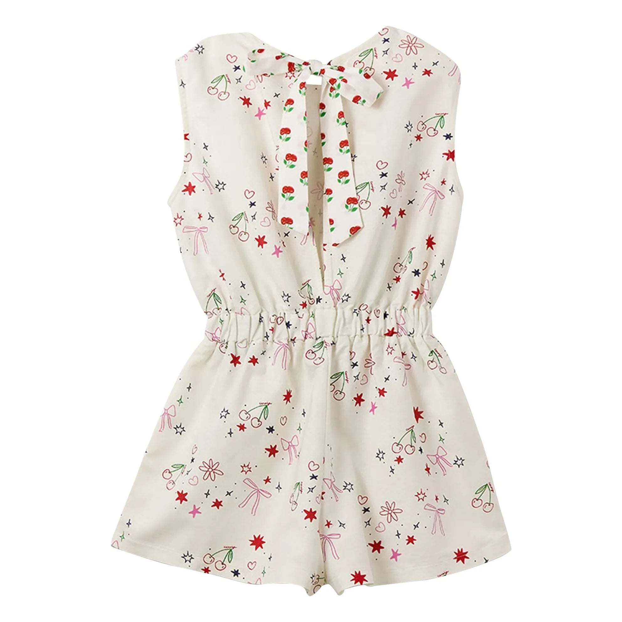 Fabula - Mono corto de popelina con estampado de cerezas | Blanco