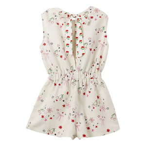 Fabula - Mono corto de popelina con estampado de cerezas | Blanco