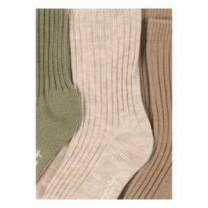 Konges Sløjd - Set de 3 Calcetines Acanalados | Beige