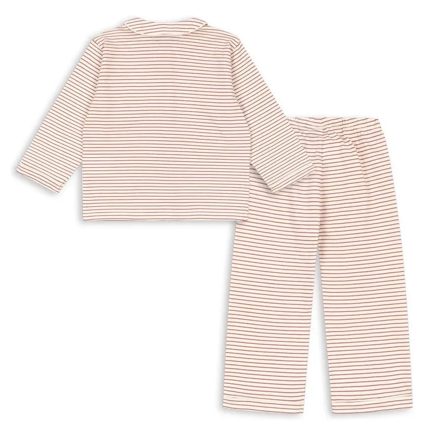 Konges Sløjd - Pio Çizgili Organik Pamuklu Pijama | Kırmızı