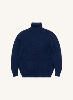 Origin Knitwear - Suéter de Cuello Alto Sin Costuras de Lana | Azul Marino