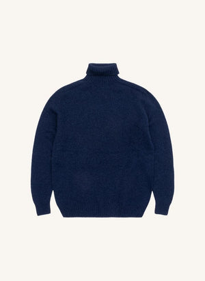 Origin Knitwear - Suéter de Cuello Alto Sin Costuras de Lana | Azul Marino