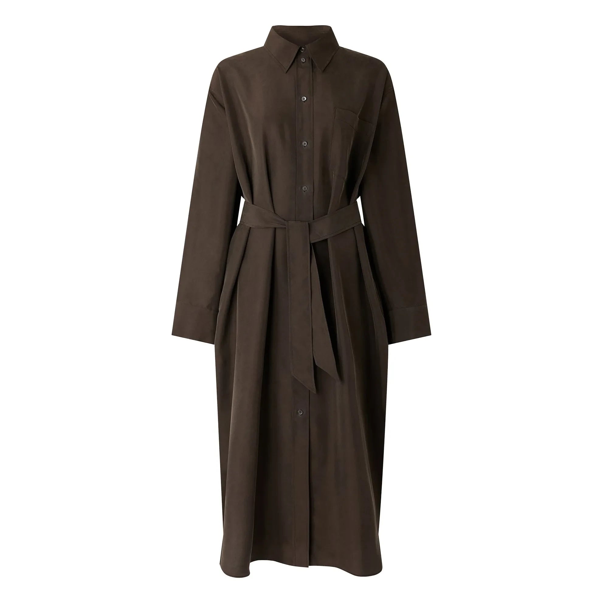 Soeur - Vestido de seda Flora | Caqui oscuro