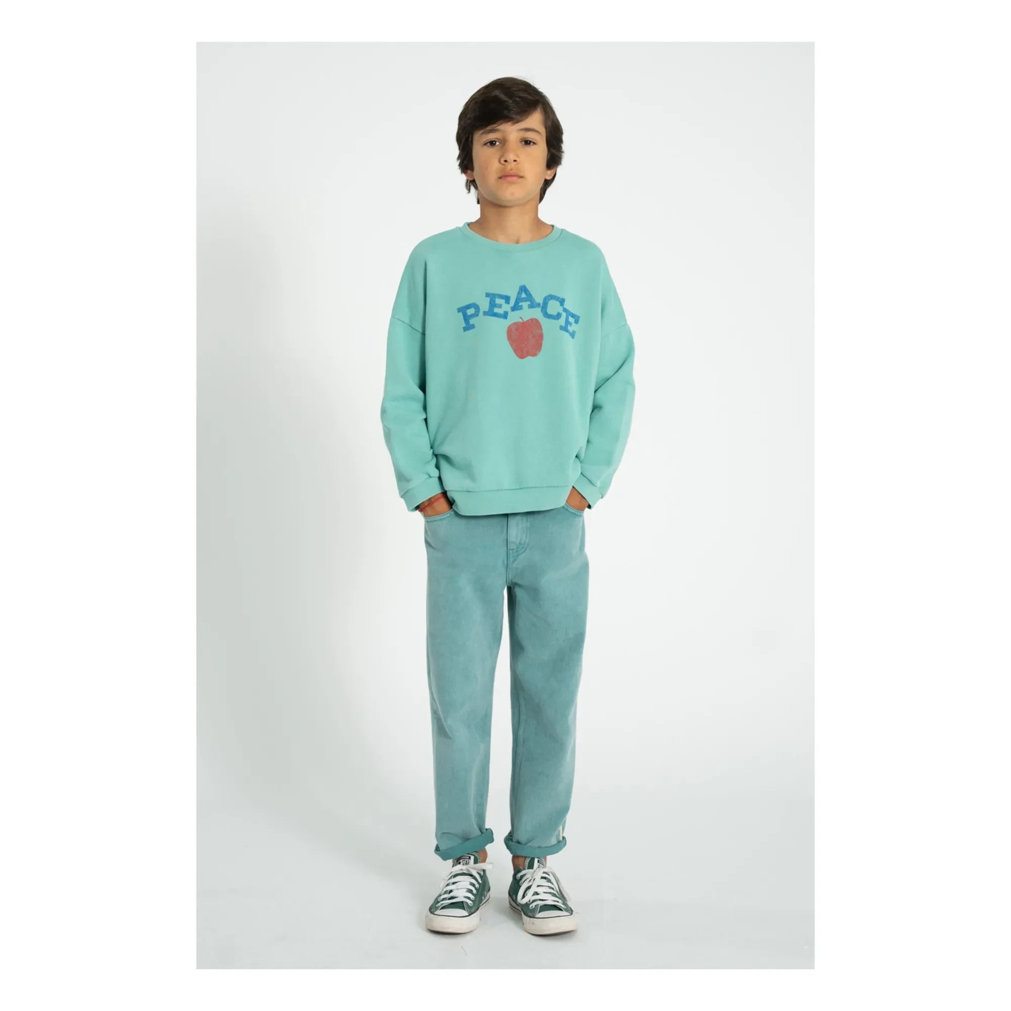 Piupiuchick - Sudadera de algodón orgánico Peace | Turquesa