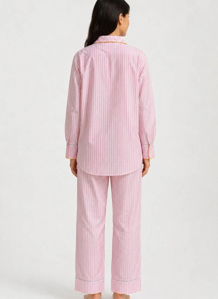 Folkloore - Pijama de Rayas - Colección para Mujeres | Rosa Pálido