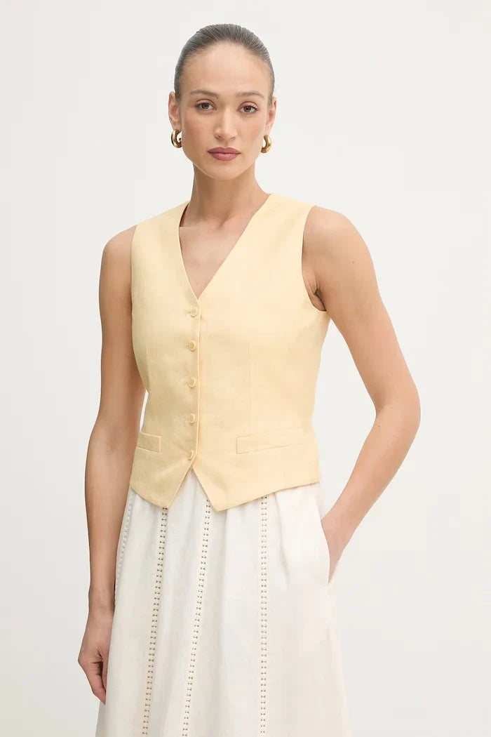 Chaleco de lino de un botón Weekend Max Mara PACE para mujer