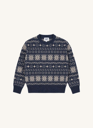 Hundred Pieces - Suéter de Merino Jacquard Mika | Gris azul