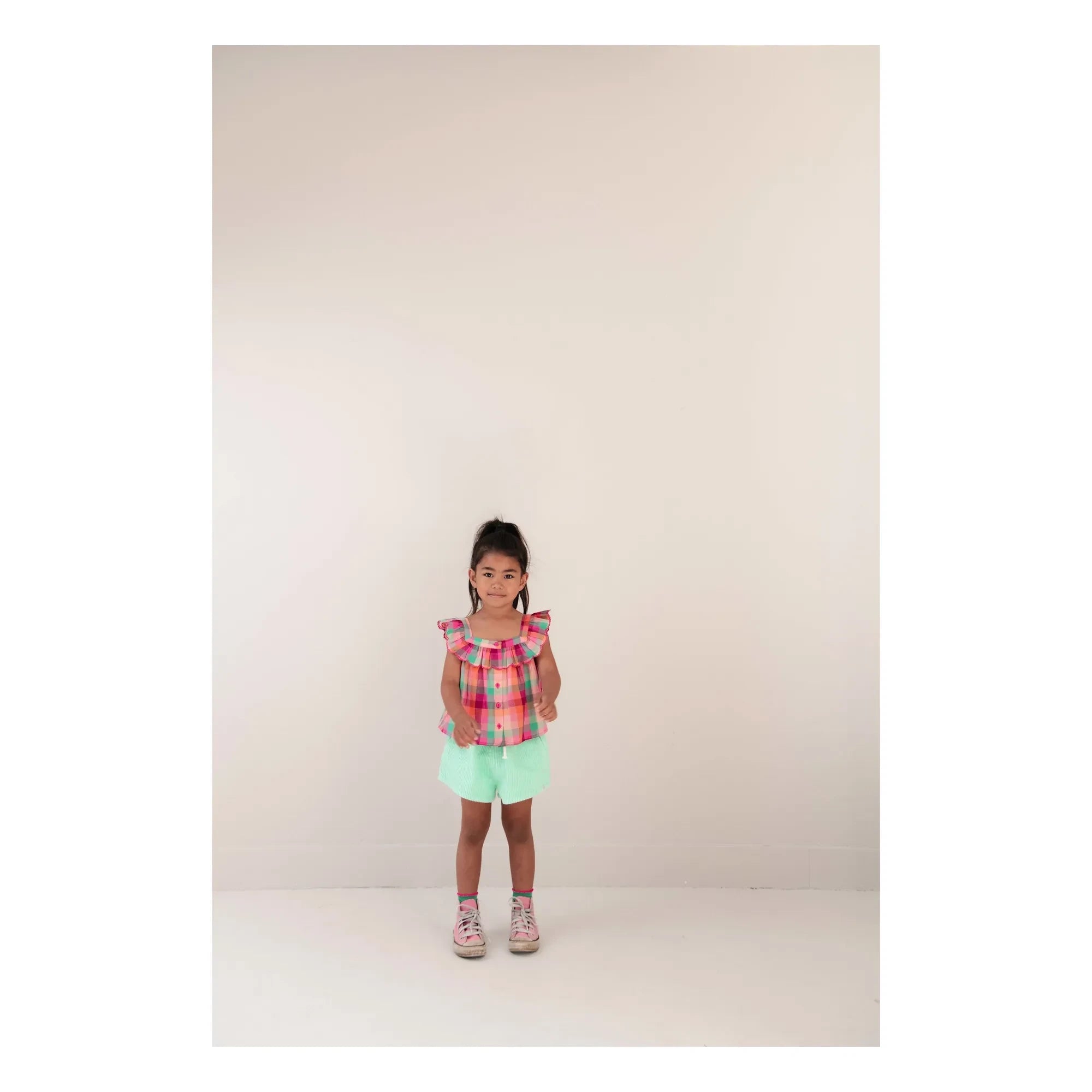Jenest - Top Didi Tartán Algodón Orgánico | Fucsia