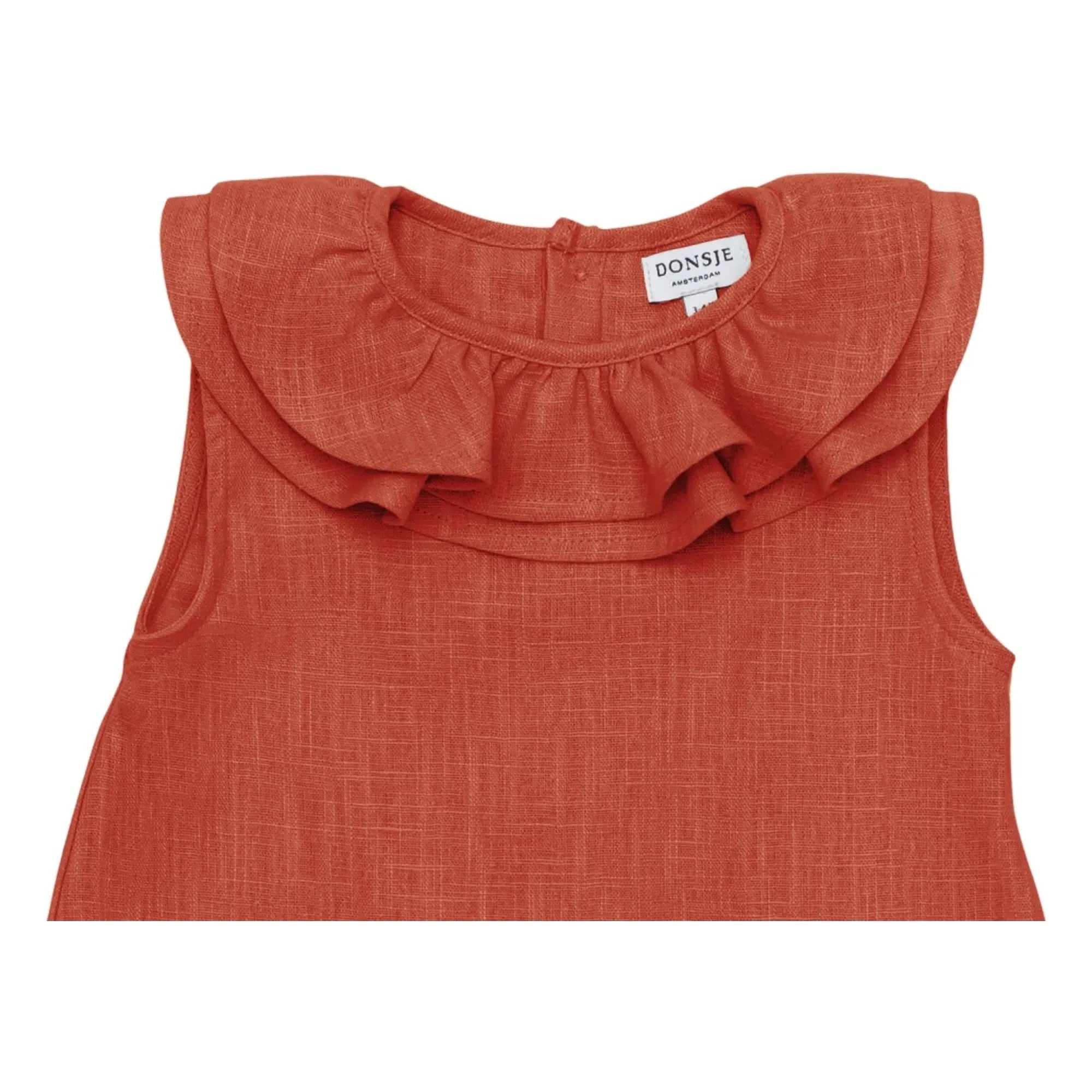 Donsje - Vestido de lino Michelle | Rojo pálido