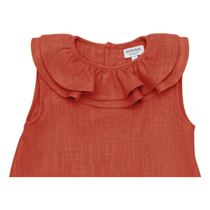 Donsje - Vestido de lino Michelle | Rojo pálido