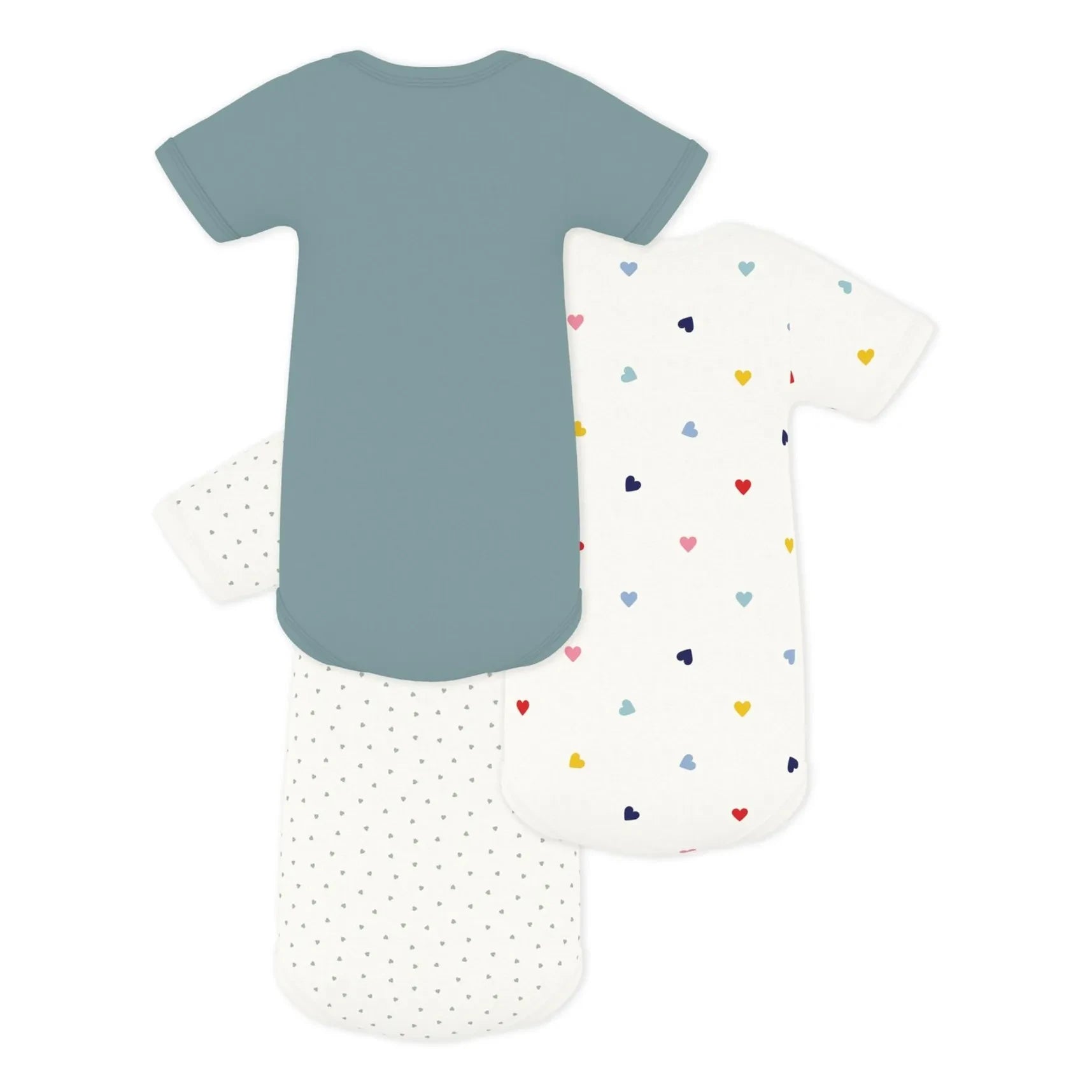 Petit Bateau - Conjunto de 3 bodies de algodón orgánico con corazones | Azul