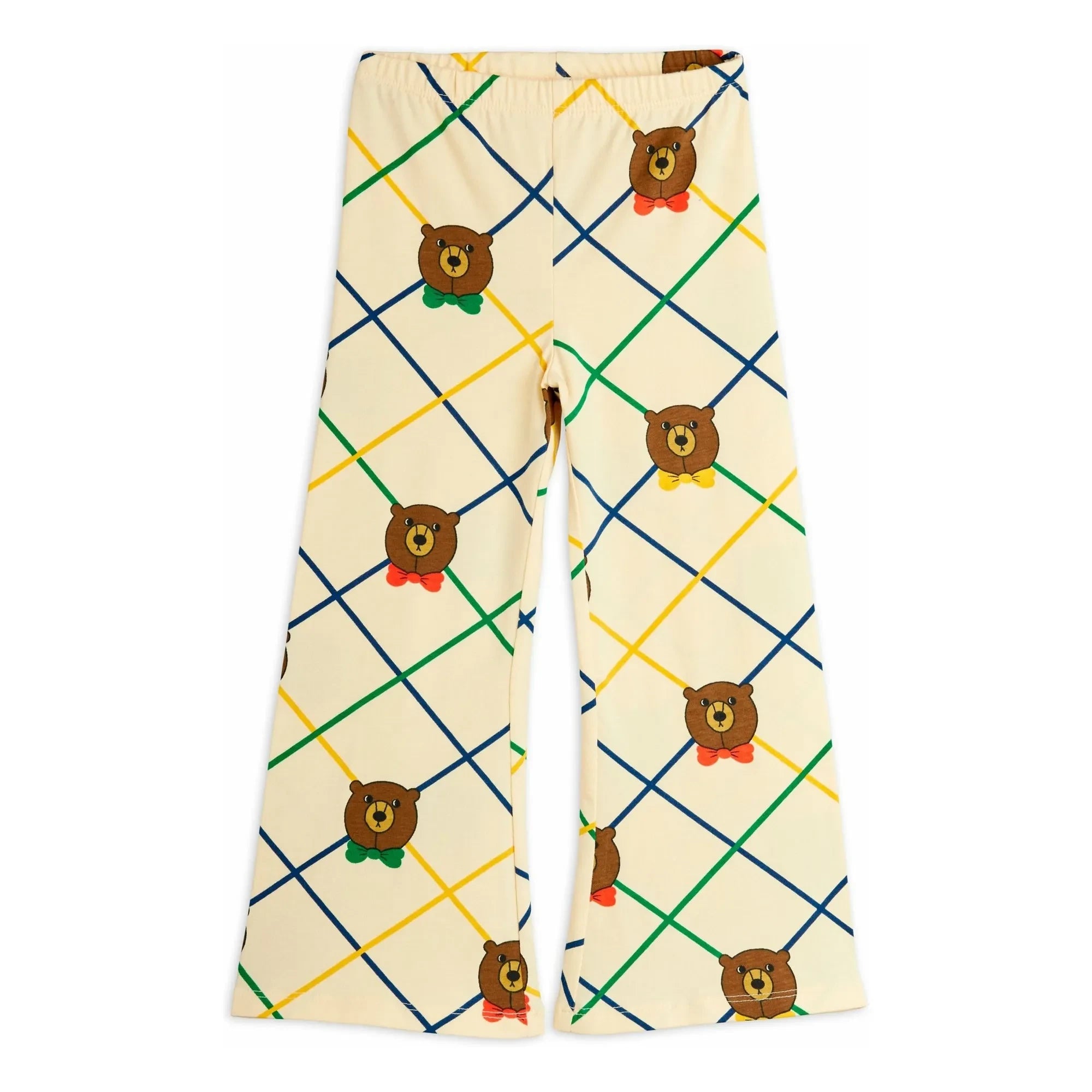 Mini Rodini - Pantalones con estampado de osos de cuadros de algodón orgánico | Crudo