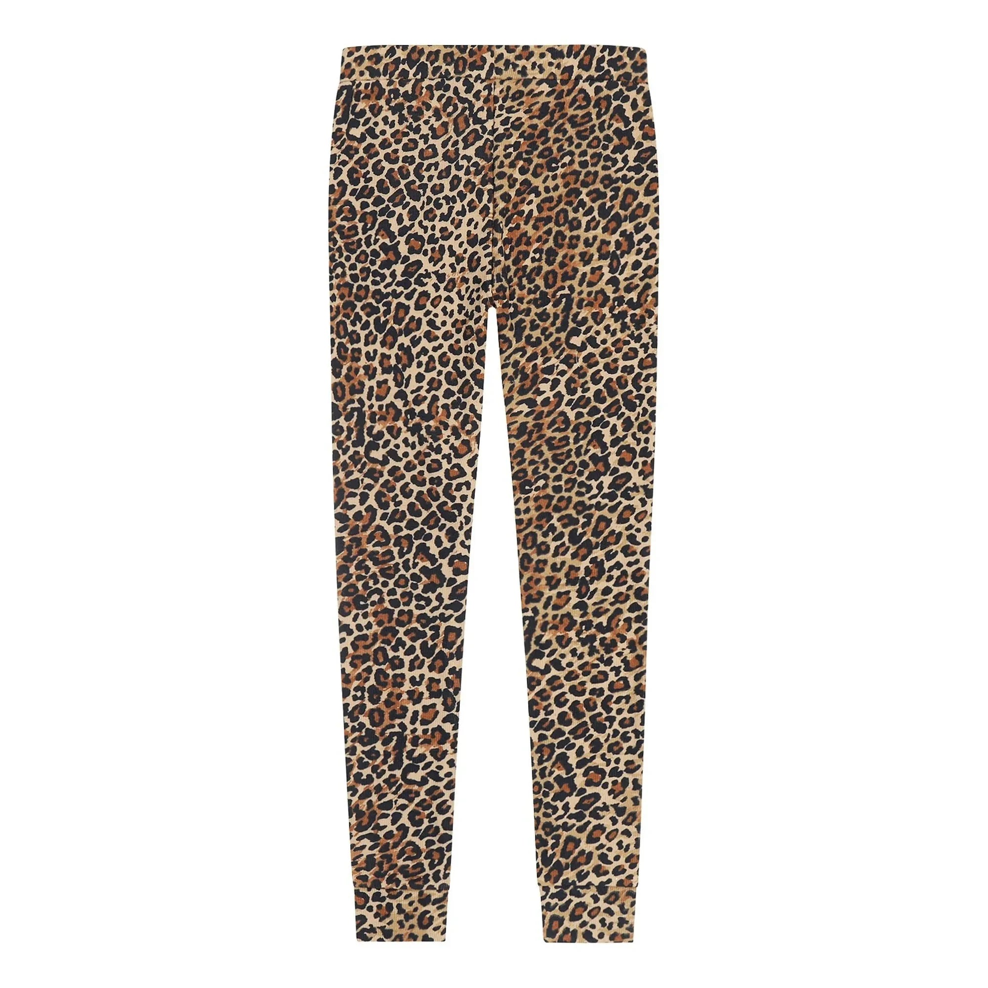 Tumble N'Dry - Leggings acanalados de algodón orgánico Cedro Leopardo | Marrón