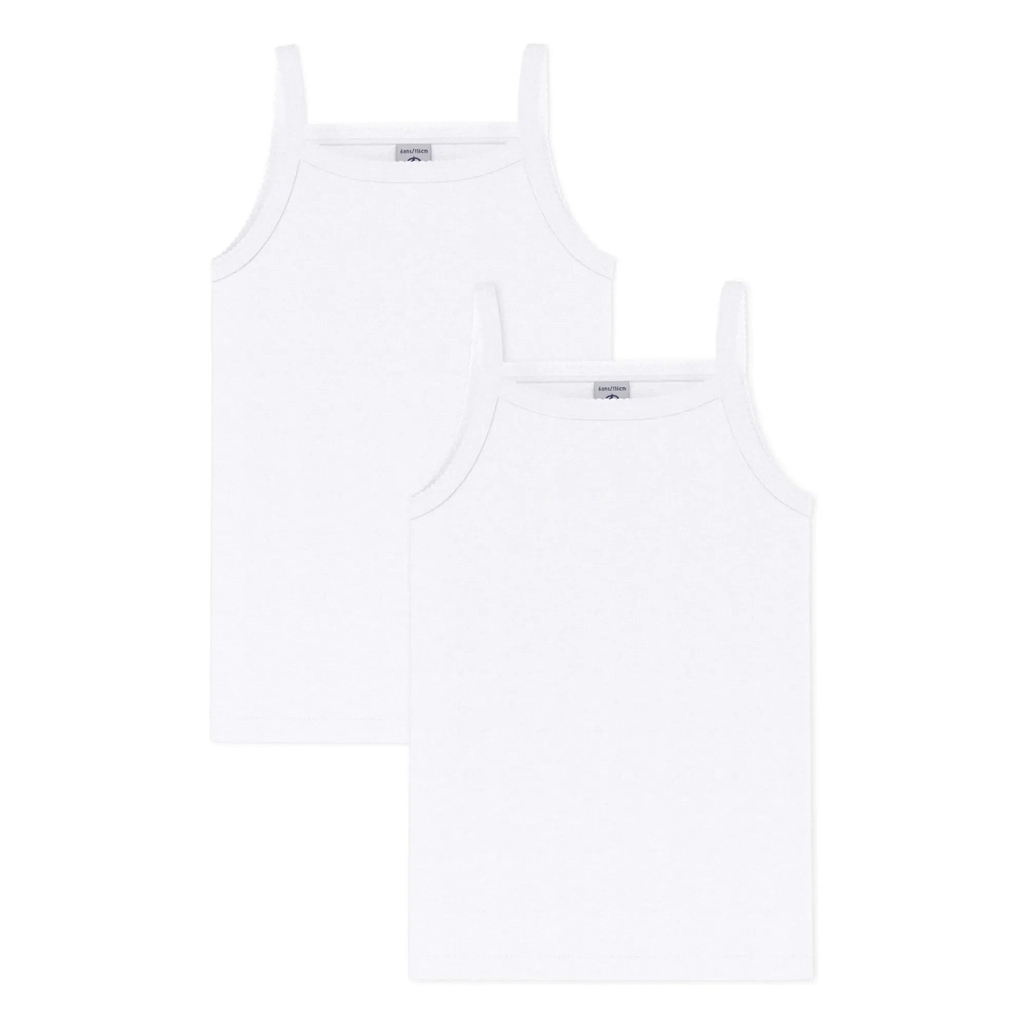 Petit Bateau - Lote 2 Camisetas de tirantes lisas | Blanco