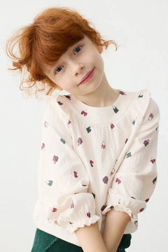 Blusa de algodón con volantes Mayoral para niños