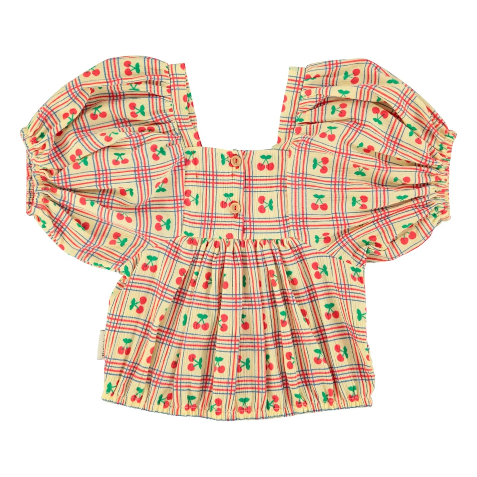 Piupiuchick - Amarillo | Blusa con volante y estampado de cerezas