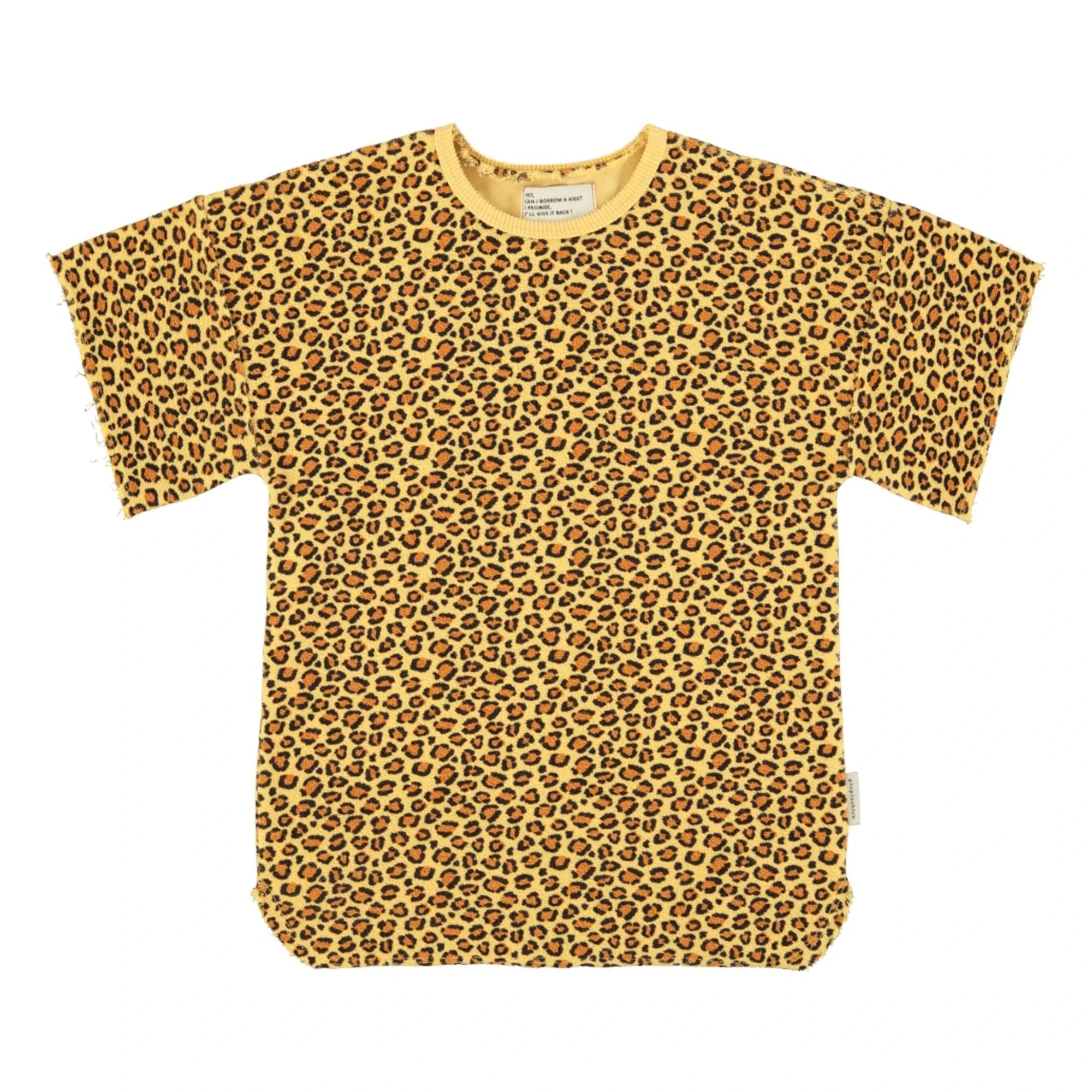 Piupiuchick - Vestido camiseta leopardo Algodón polar orgánico | Mostaza