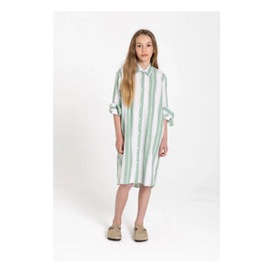 Smallable Kid - Vestido camisero de rayas Leya | Verde Menta