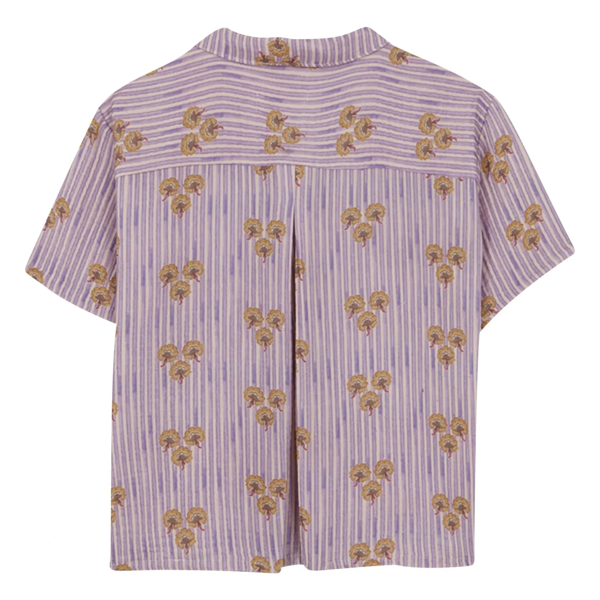 birinit - Camisa Cinca de algodón orgánico a rayas con bolsillo | Malva empolvado