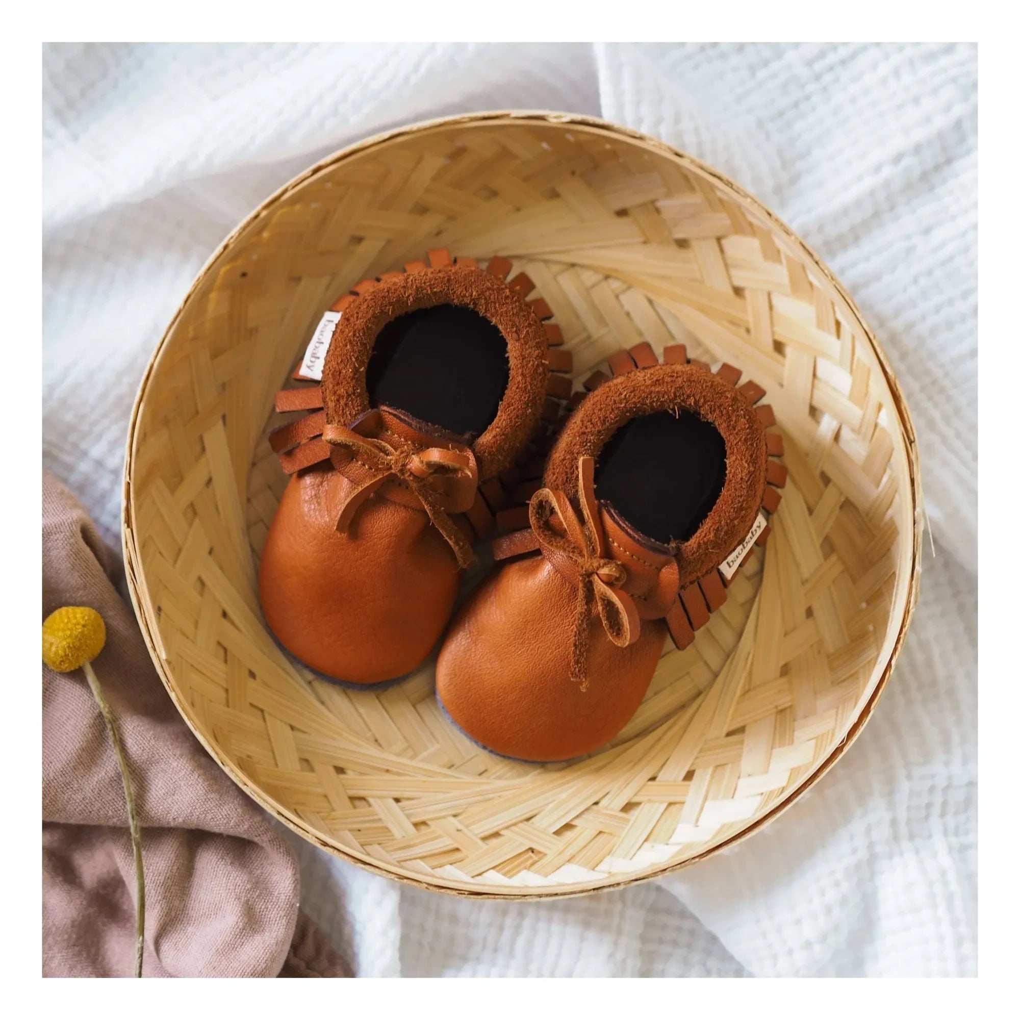 Baobaby - Pantuflas con Nudo y Flecos | Naranja