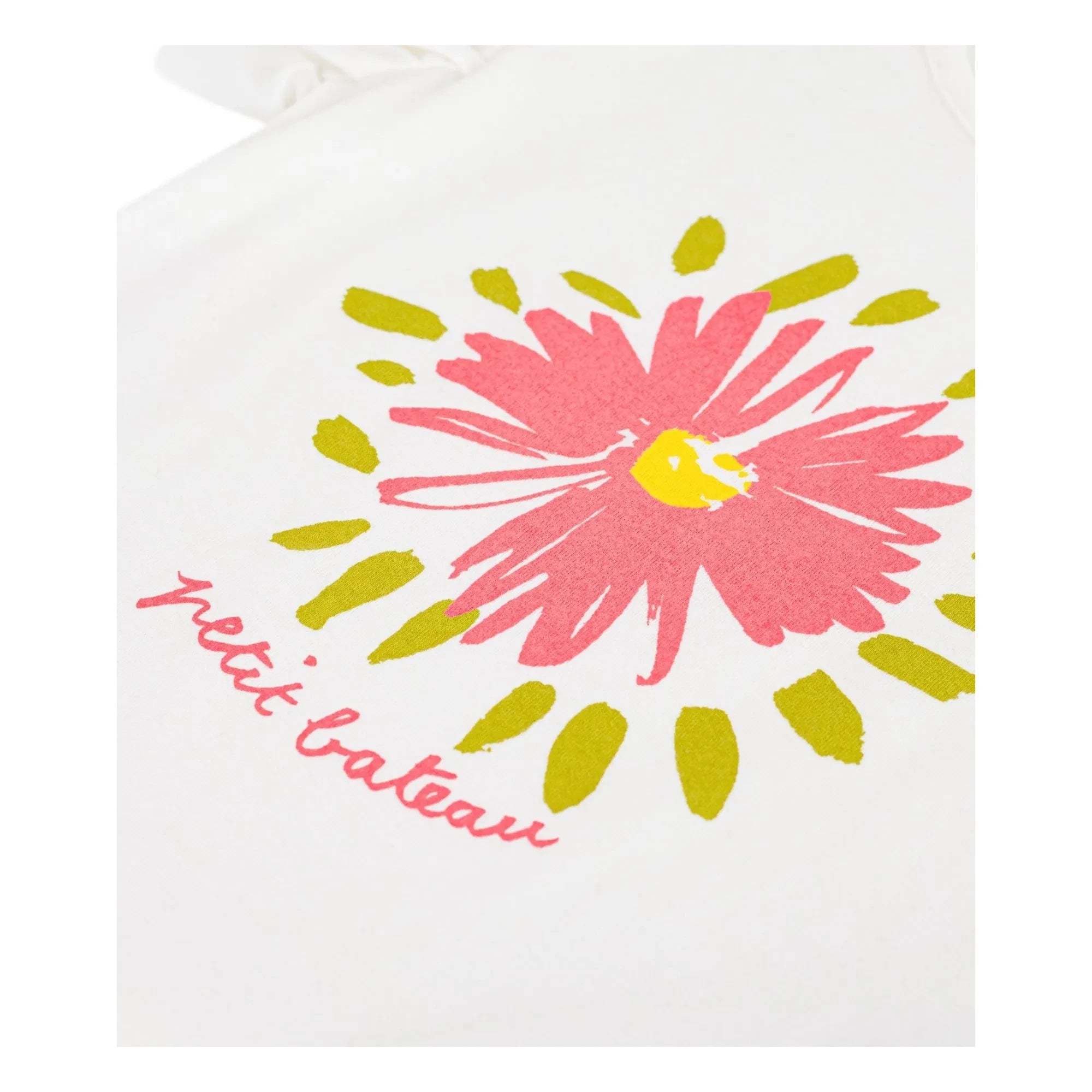 Petit Bateau - Camiseta con volantes y estampado floral de algodón orgánico | Blanco