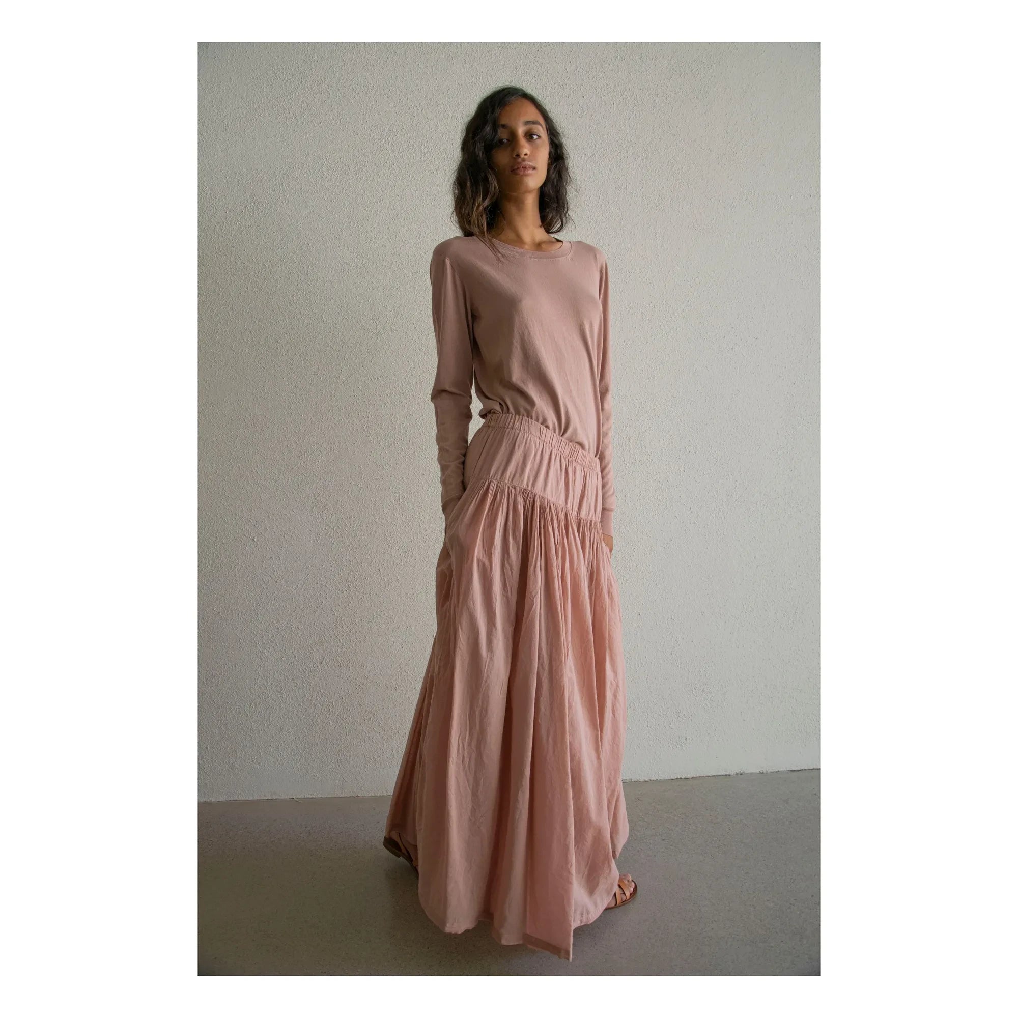 THEAVANT - Falda de gasa de algodón vintage | Beige