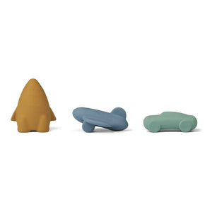 Liewood - Juguetes Jacob de caucho natural - Set de 3 | Azul varios modelos