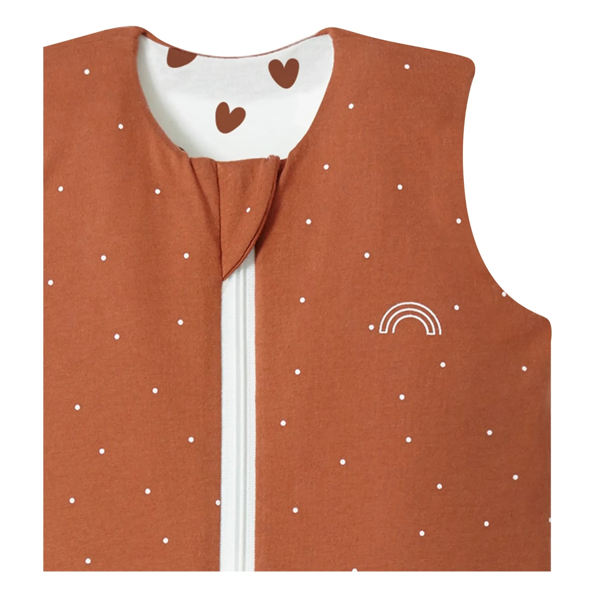 Les Petites Billes - Saco de dormir reversible y multitemporada con corazones | Terracota