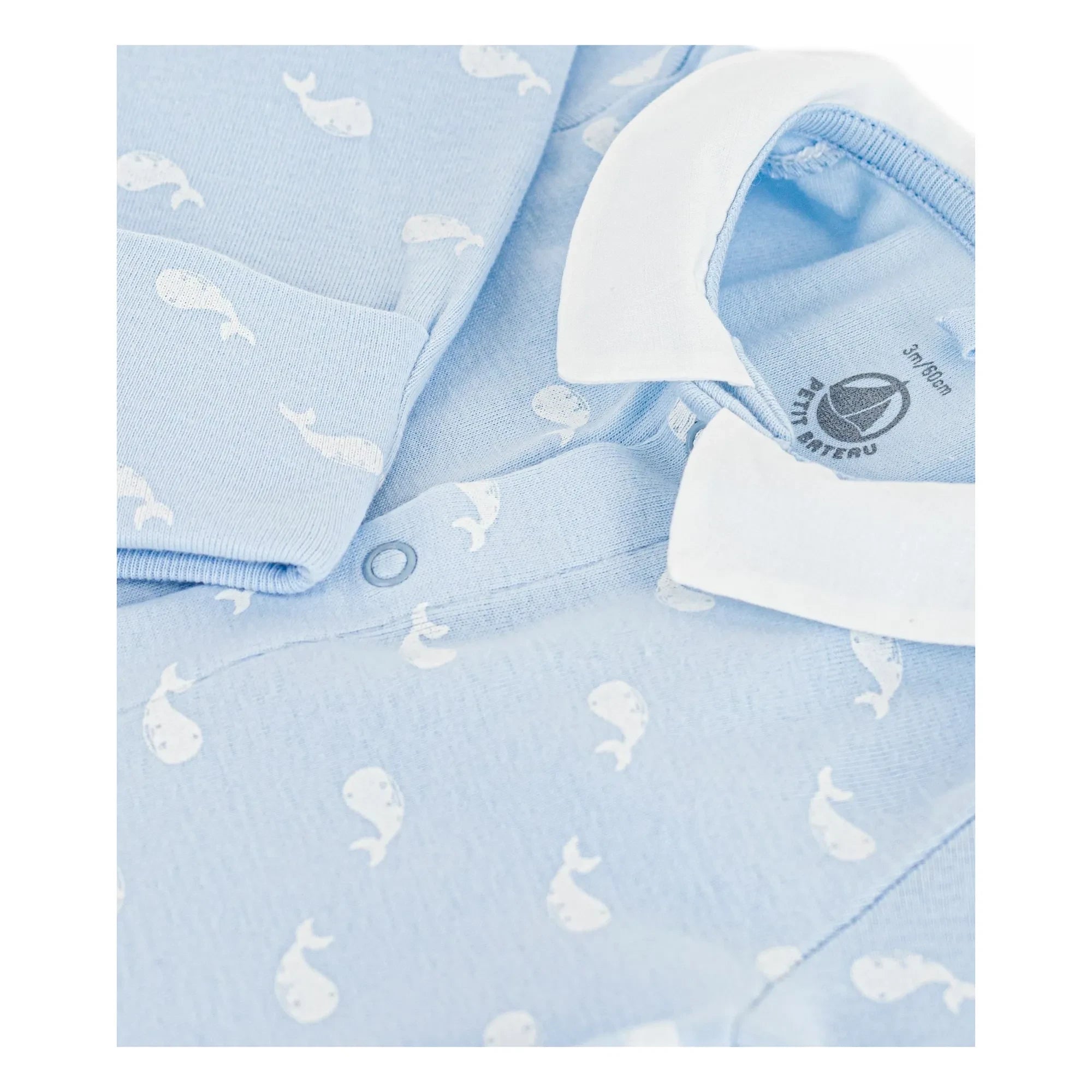 Petit Bateau - Pijama de algodón orgánico con ballenas | Azul claro
