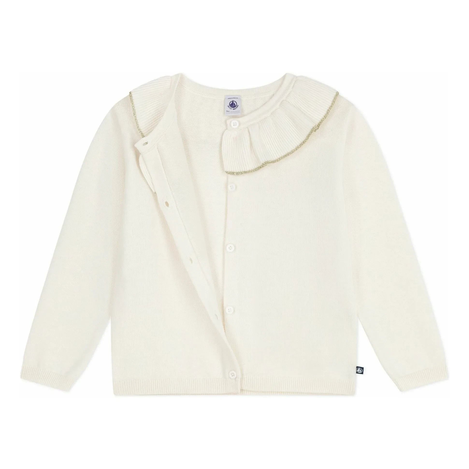 Petit Bateau - Chaleco con cuello de lana brillante | Crudo