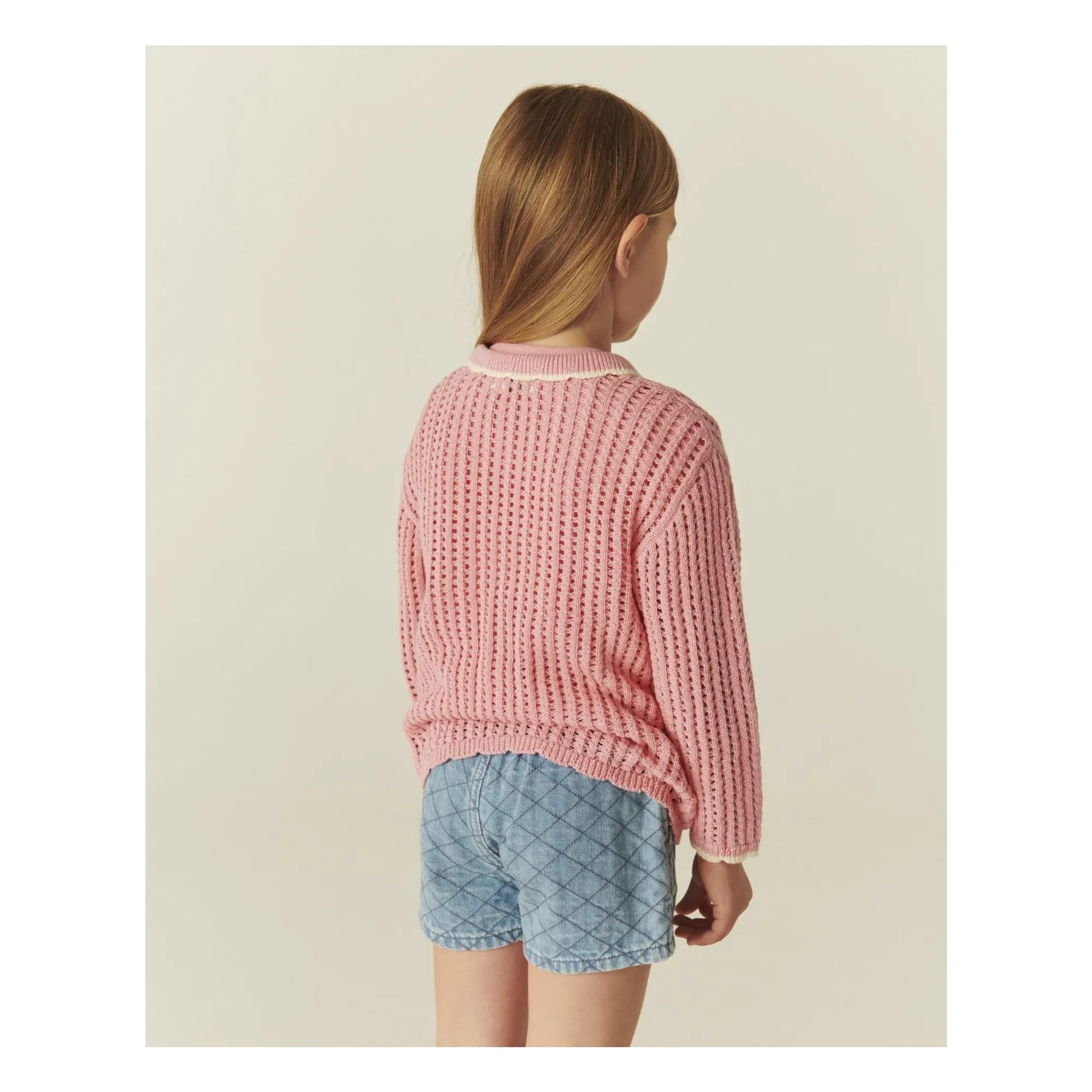 Copenhague Colors - Cárdigan de ganchillo de algodón orgánico | Rosa suave