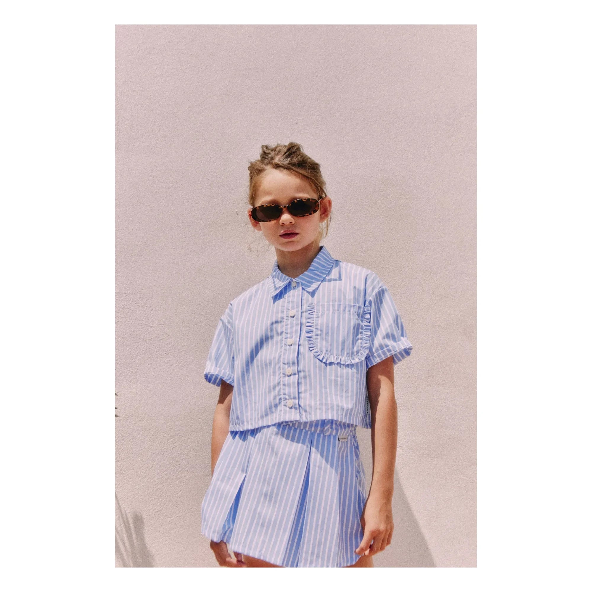 Mipounet - Falda Plisada a Rayas Sia | Azul Claro