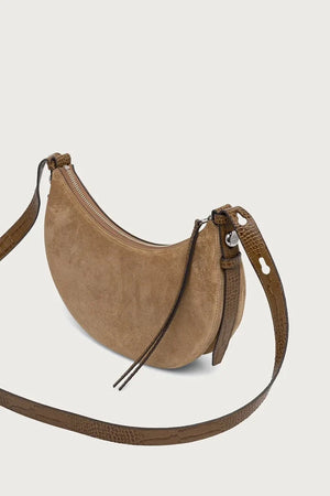 Bolso bandolera de ante para mujer Tory Burch Romy Half Moon