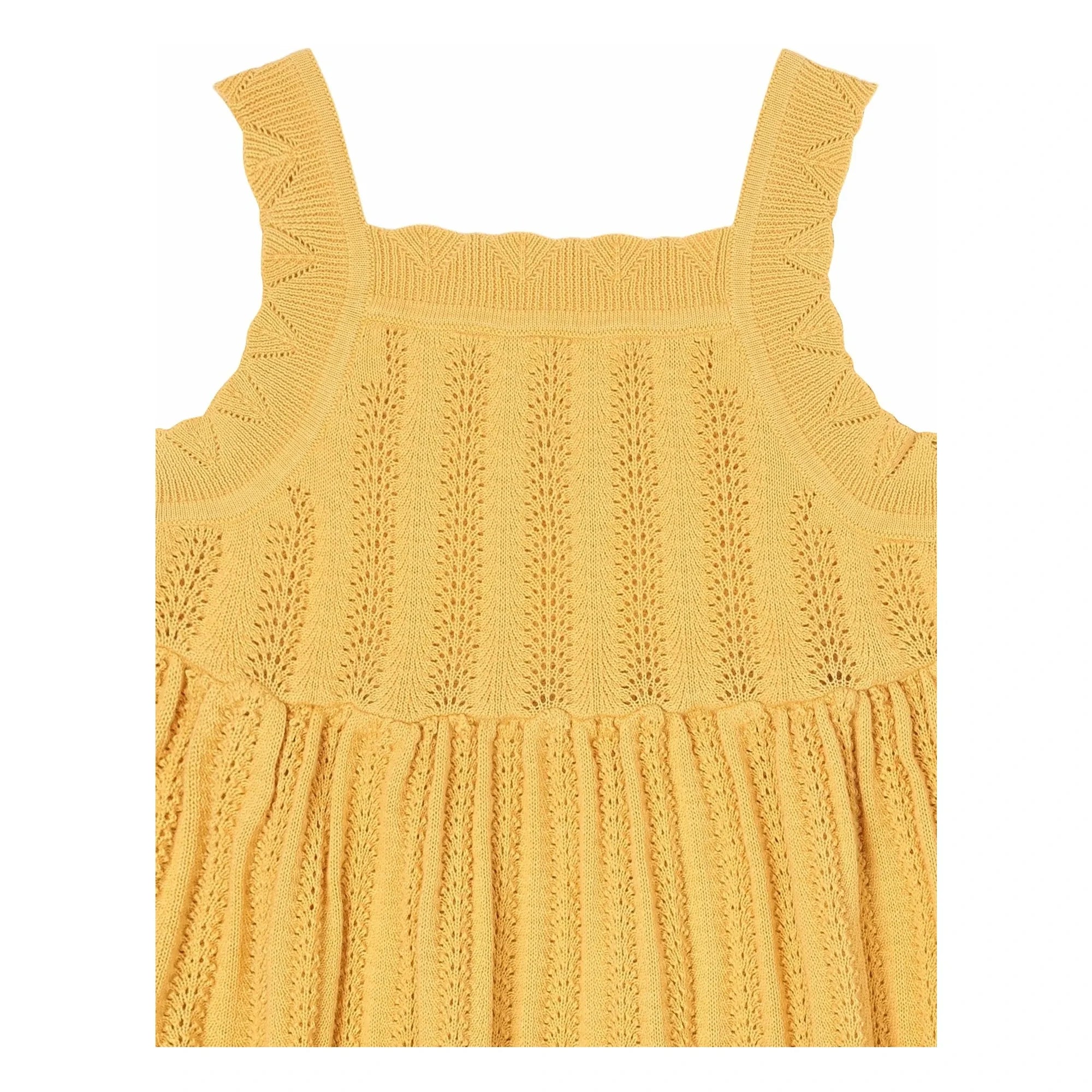 FUB - Vestido de Verano de Algodón Orgánico de Punto Fino | Mostaza