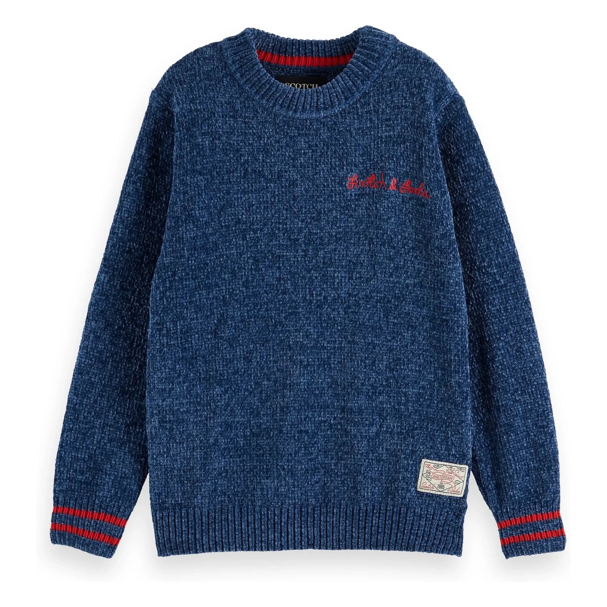 Scotch & Soda - Jersey de cuello redondo de punto de chenilla | Azul