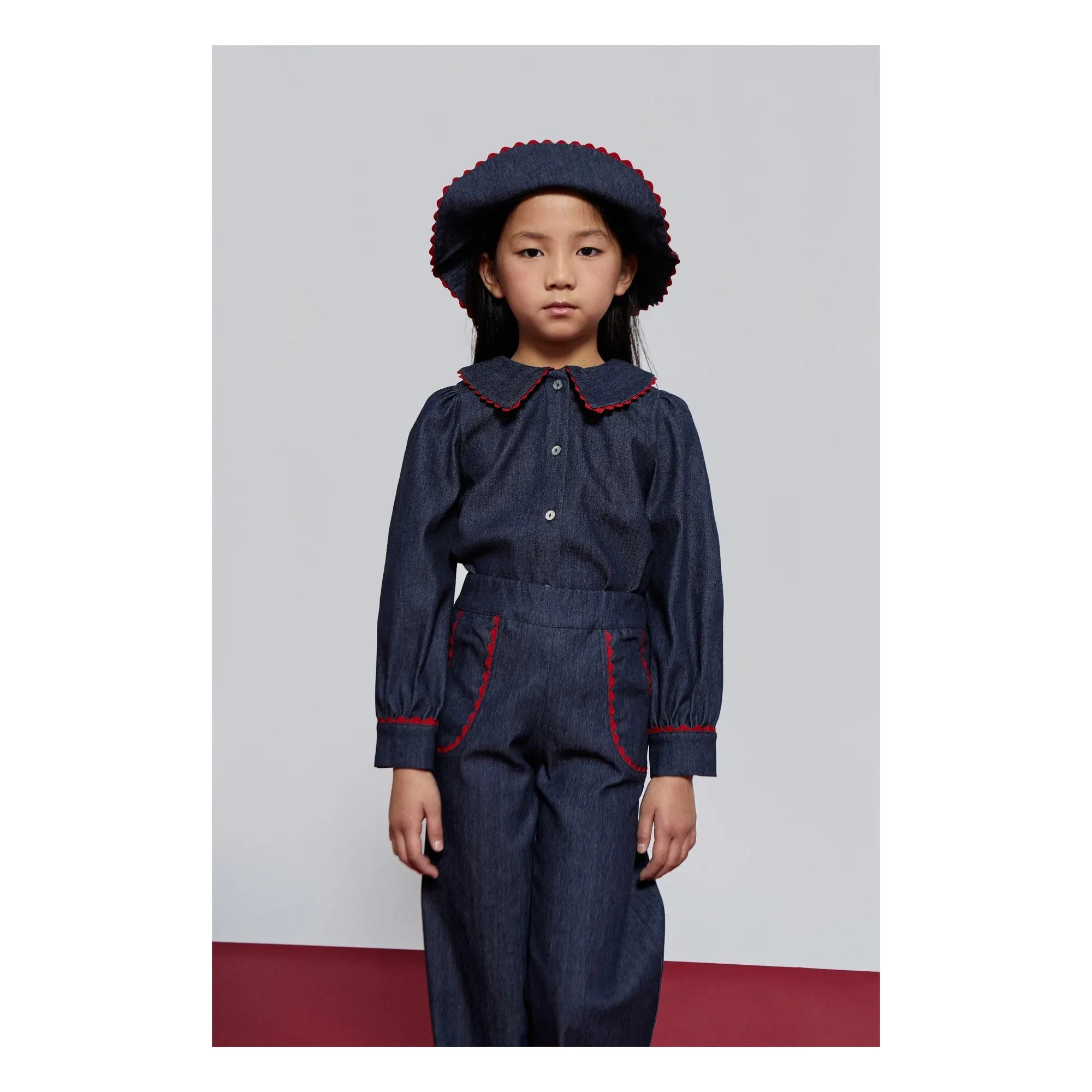 Mipounet - Jean Claudine Blusa Cecilia con Cuello | Azul Oscuro