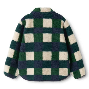 Liewood - Chaqueta tipo sherpa Nolan con estampado a cuadros, fabricada con fibras recicladas | Azul marino