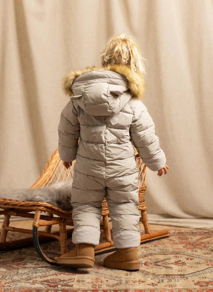 Töastie - Chaqueta Nublada con Capucha de Piel Sintética Impermeable Hecha de Fibras Recicladas | Blanc/Écru
