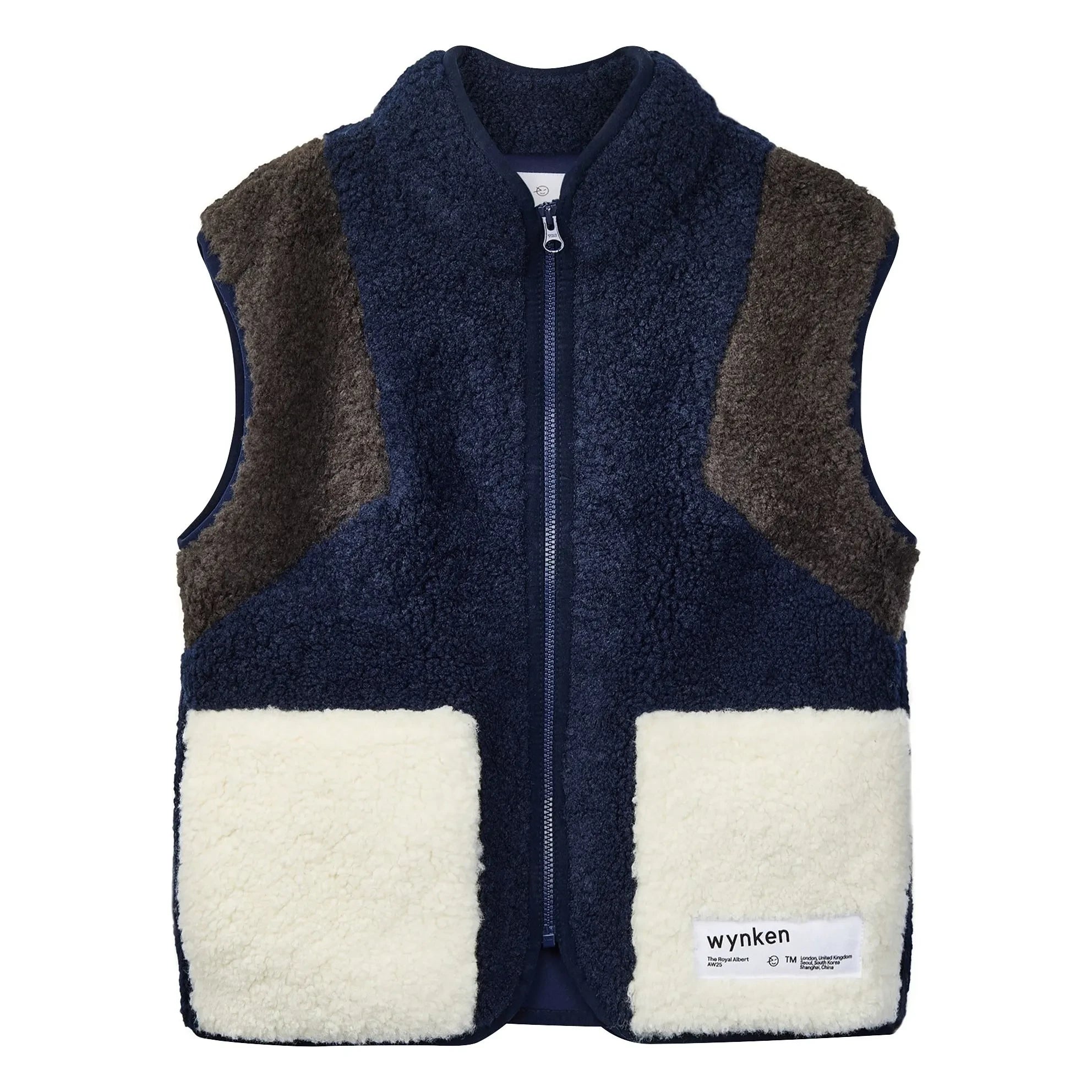 Wynken - Chaleco Sherpa sin mangas Wilderness azul nylon