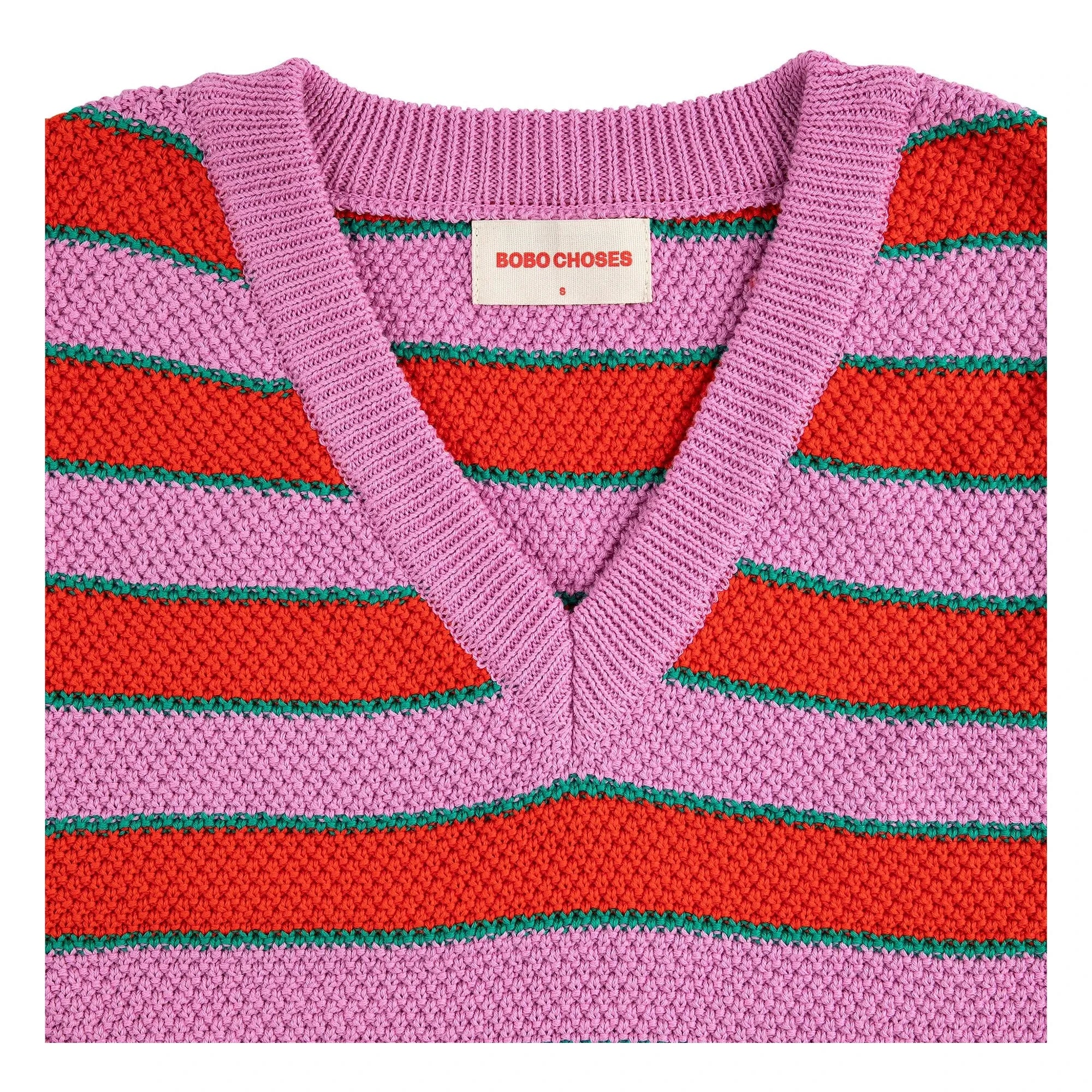 Bobo Choses - Chaleco de algodón orgánico a rayas | Rosa