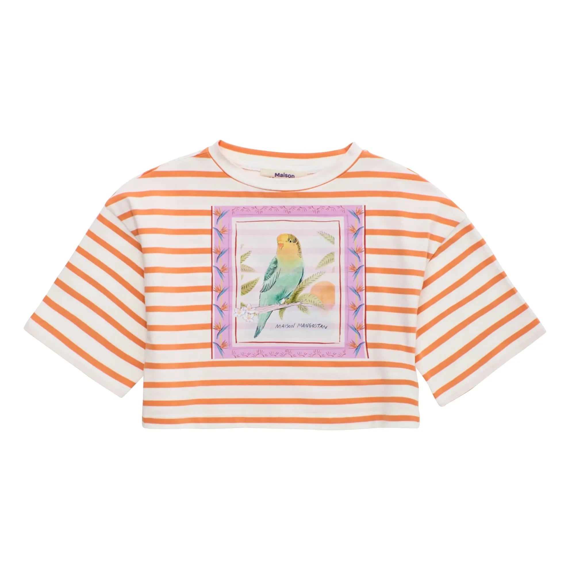 Maison Mangostan - Camiseta corta de rayas | Naranja