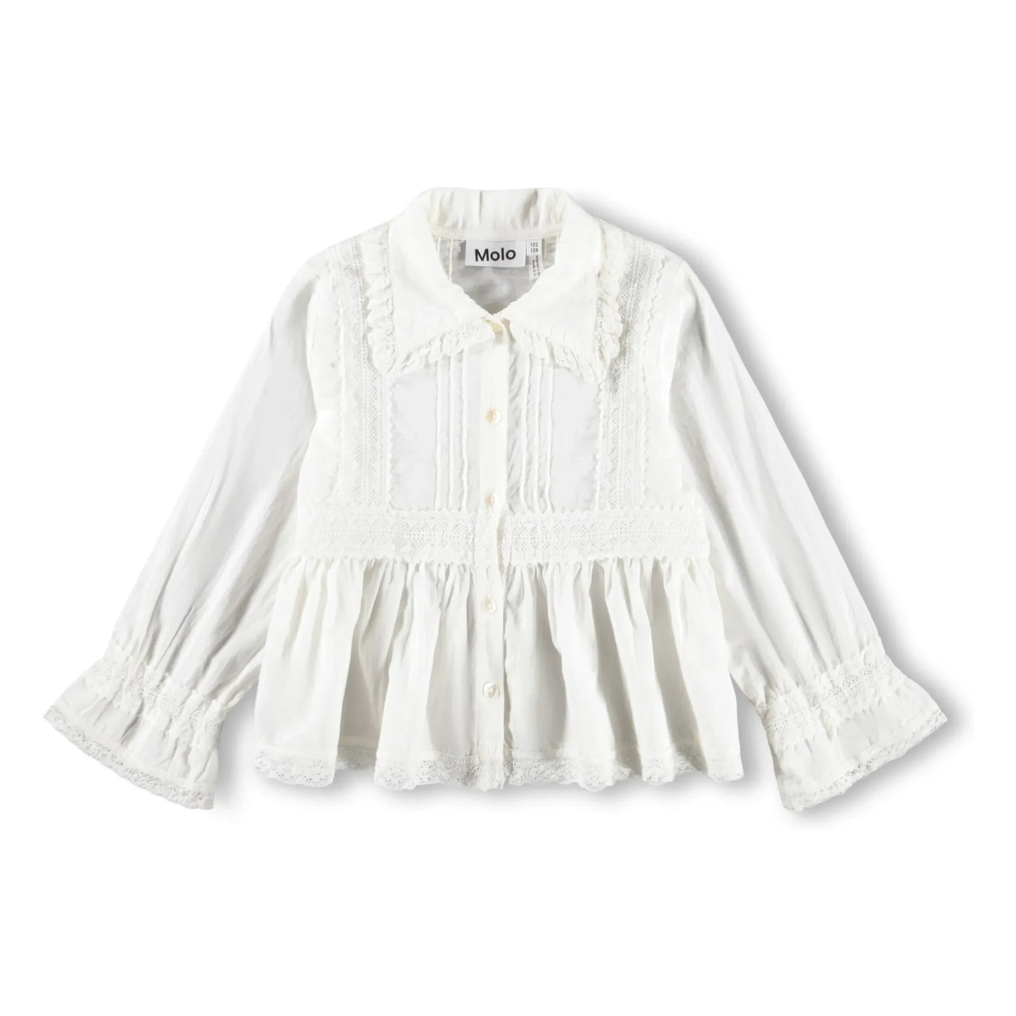 Molo - Blusa con volantes de algodón orgánico Reece | Blanco
