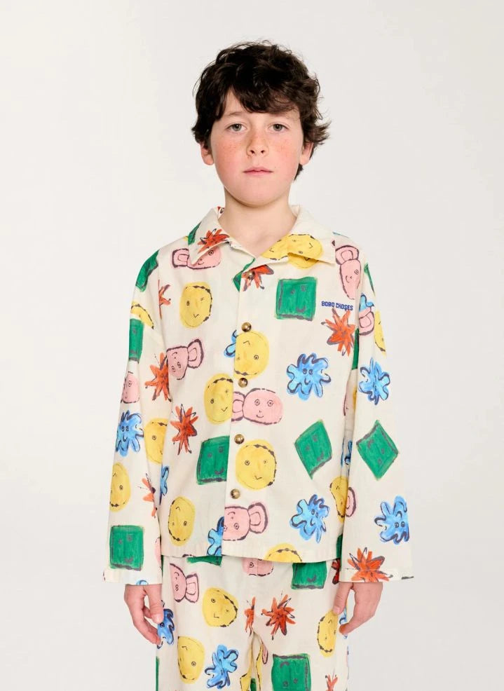 Bobo Choses - Conjunto de camisa y pantalón bordado de algodón orgánico | Ecru