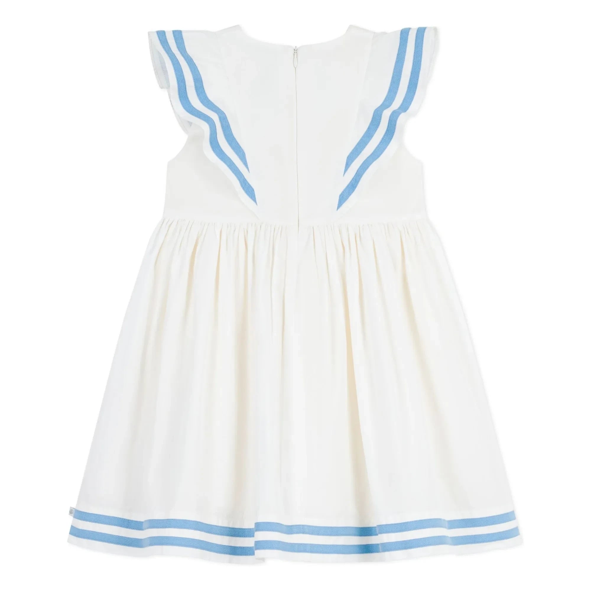 Petit Bateau - Vestido con volantes de popelina de algodón orgánico | Blanco