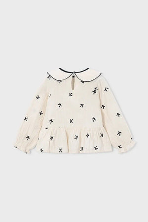 Blusa con volantes de algodón para niña Mayoral