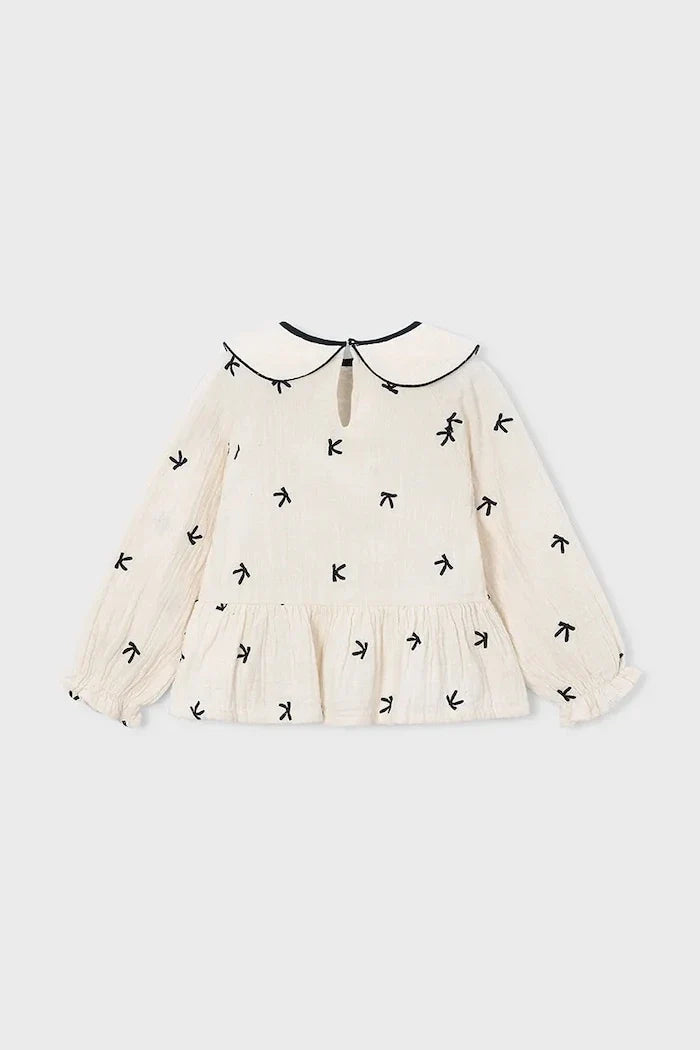 Blusa con volantes de algodón para niña Mayoral